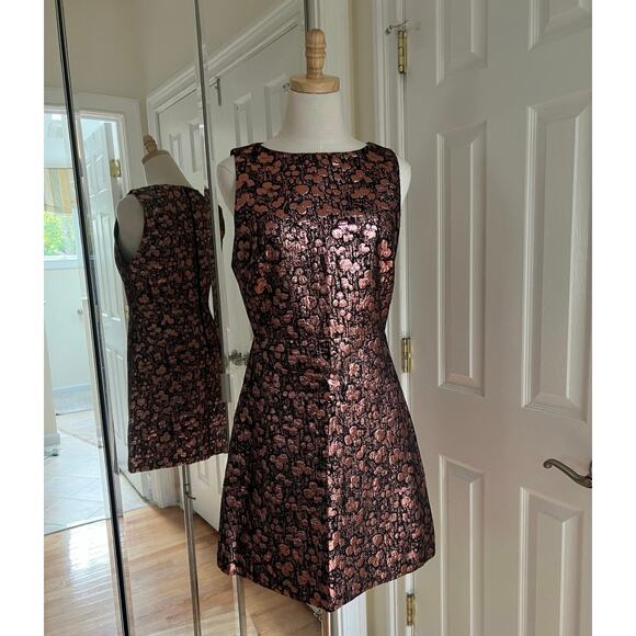 Alice + Olivia Dresses & Skirts - Alice + Olivia Bateau Metallic Bronze/Rose Gold Lamé Jacquard A-Line Mini Dress